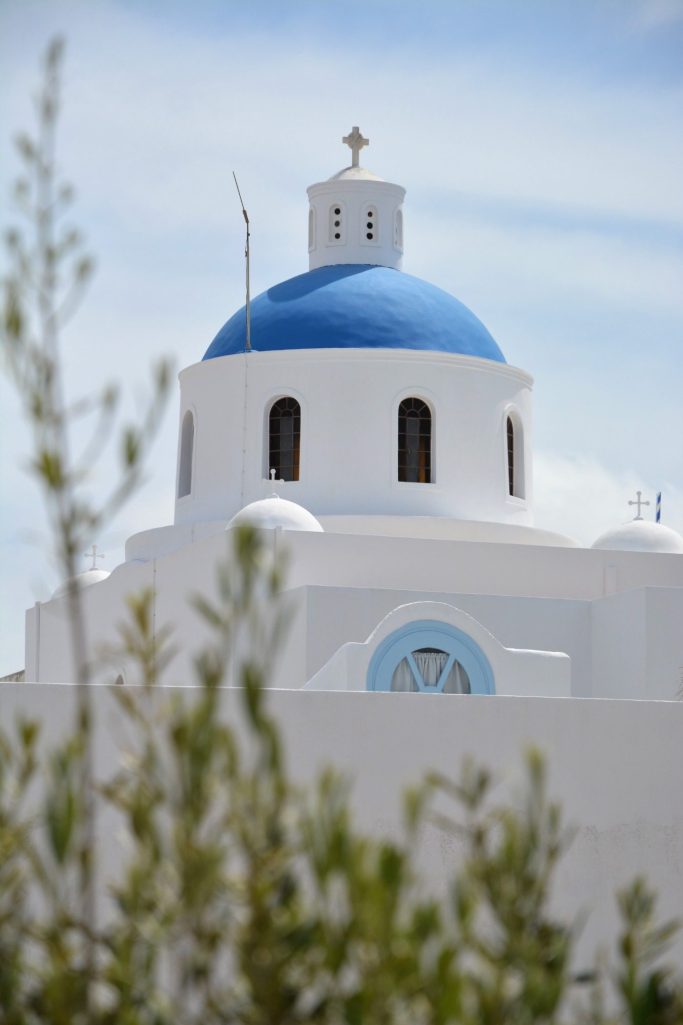 Greek church with blue dome